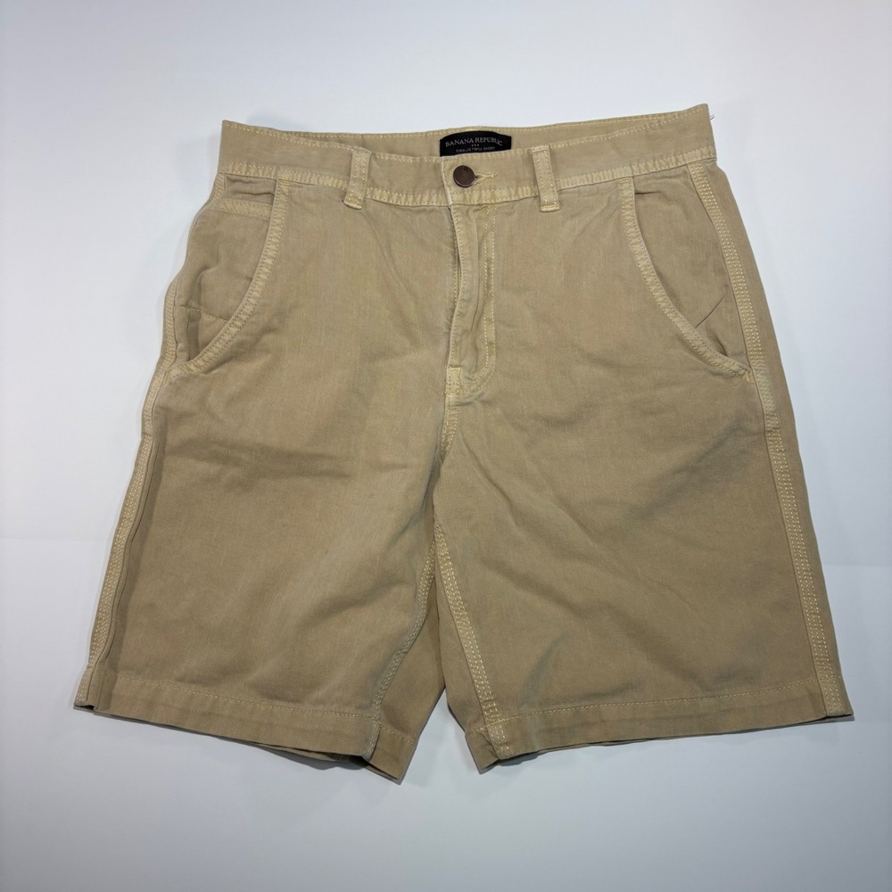 Banana Republic Surplus Twill Shorts‎ Mens 29 Khaki Tan Cotton 7.5 Inseam Casual